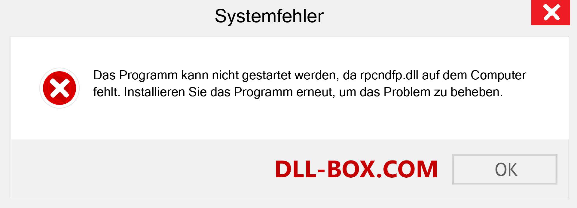 rpcndfp.dll-Datei fehlt?. Download für Windows 7, 8, 10 - Fix rpcndfp dll Missing Error unter Windows, Fotos, Bildern